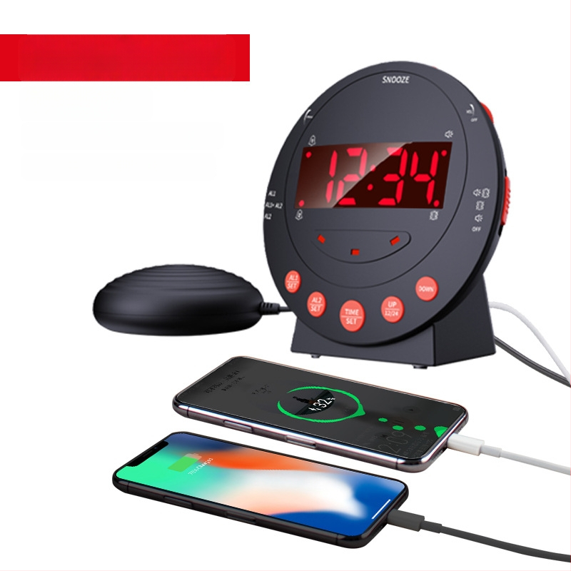 Taishen TS-BC600 Вибрационен будилник за хора с увреждания на слуха, LED дисплей, 24-часов формат