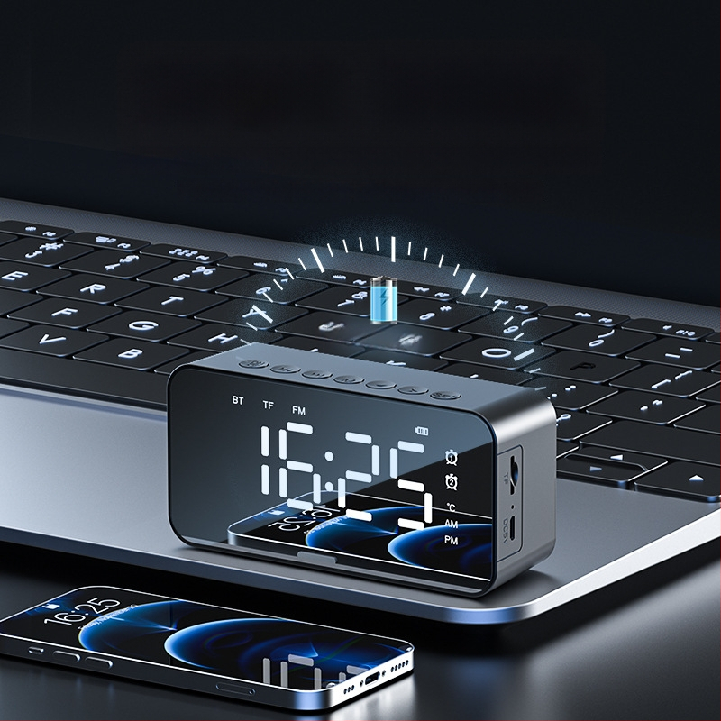 Bluetooth електронен настолен будилник за спалня, USB зареждане, нощно осветление, мултифункционален с гласово известяване
