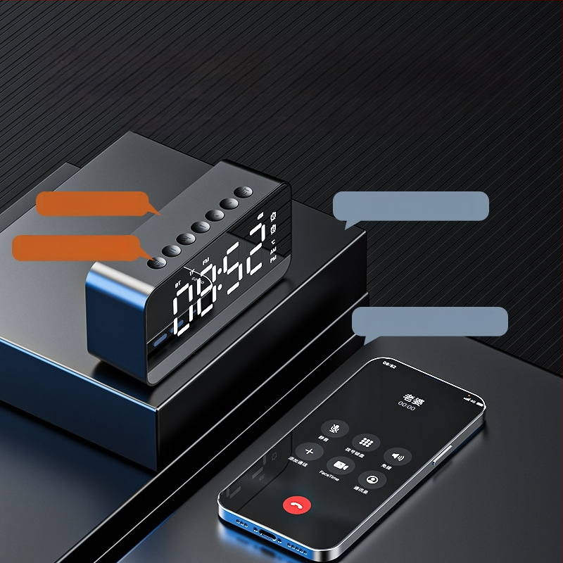 Bluetooth електронен настолен будилник за спалня, USB зареждане, нощно осветление, мултифункционален с гласово известяване