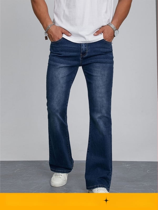 Pánske denimové nohavice so Slim Fit, elastické, do business casual, s rozšírenými nohami