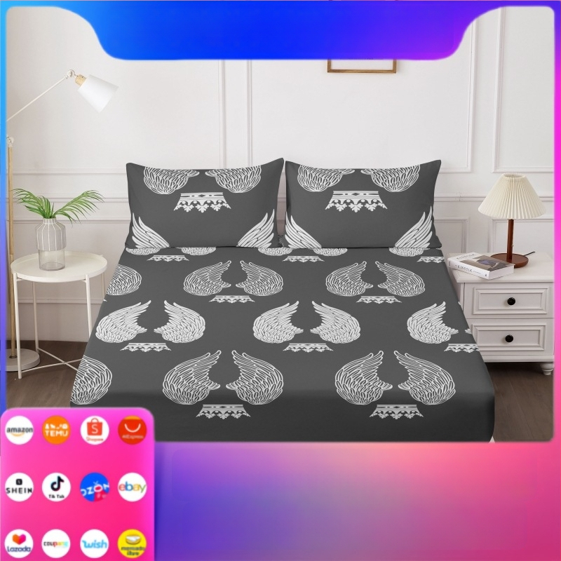 Nyomtatott flanel ágyneműkészlet geometriai mintával, 4 részes, egész éves, ágyméret 1,5 m