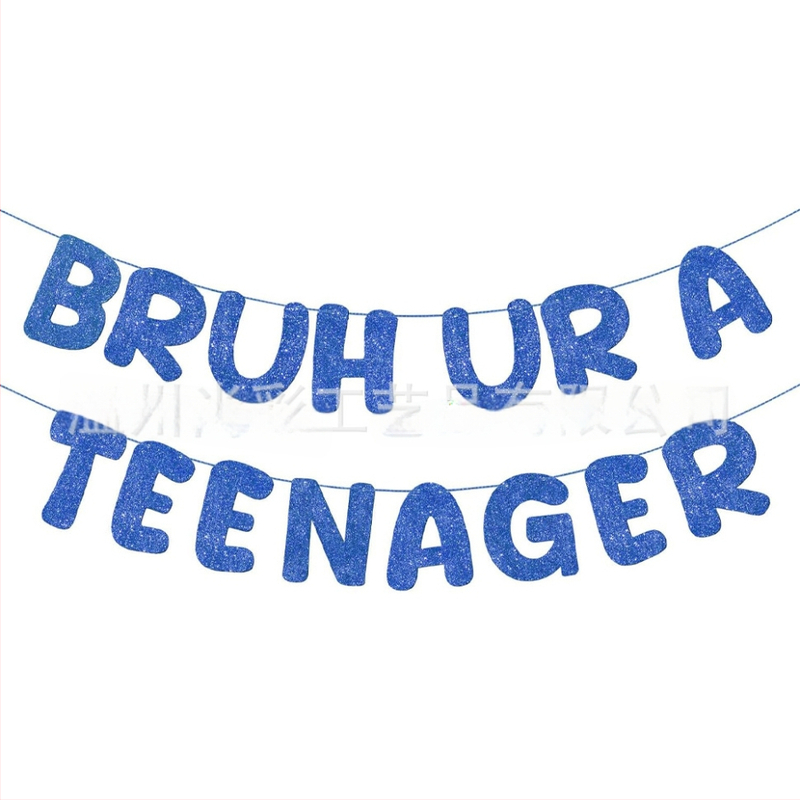 Bruh, Si tínedžer - Čierny trblietavý banner na 13. narodeniny