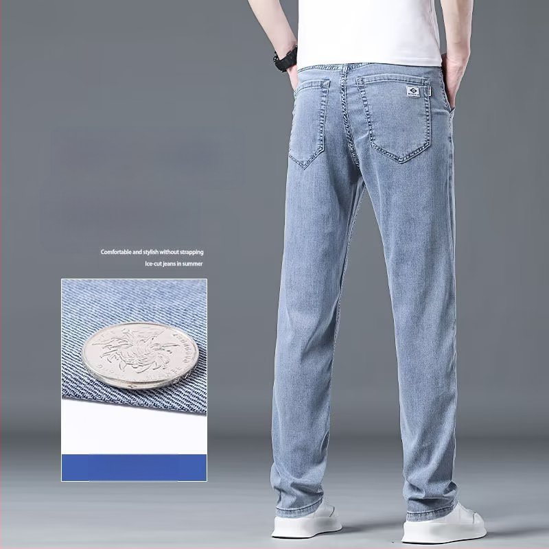 Pánske ľahké džínsy na leto, rovný strih, svetlá farba, casual nosenie