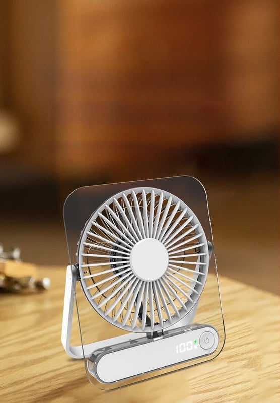 Nový priehľadný ultra tenký stolný ventilátor s USB nabíjaním a vstavanou batériou