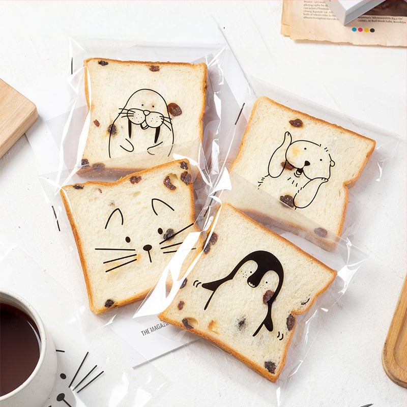 Átlátszó zipzáras kenyérzsákok bagelhez, pirítósokhoz és fánkokhoz; önzáró csomagoló tasakok piknikhez.