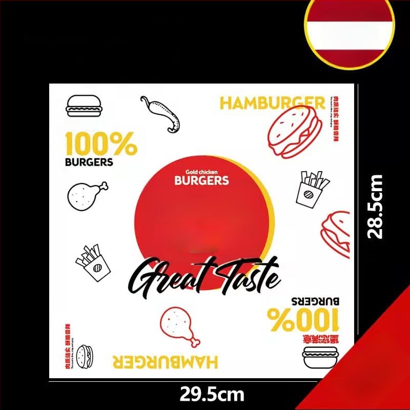 Bevonatos zsírtűrő hamburgerpapír sütéshez és élelmiszer-csomagoláshoz