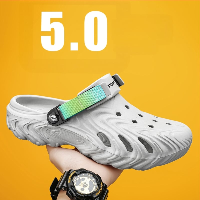 Sandale de plajă pentru bărbați, cu vârf închis, perforate, ușoare și respirabile, slip-on