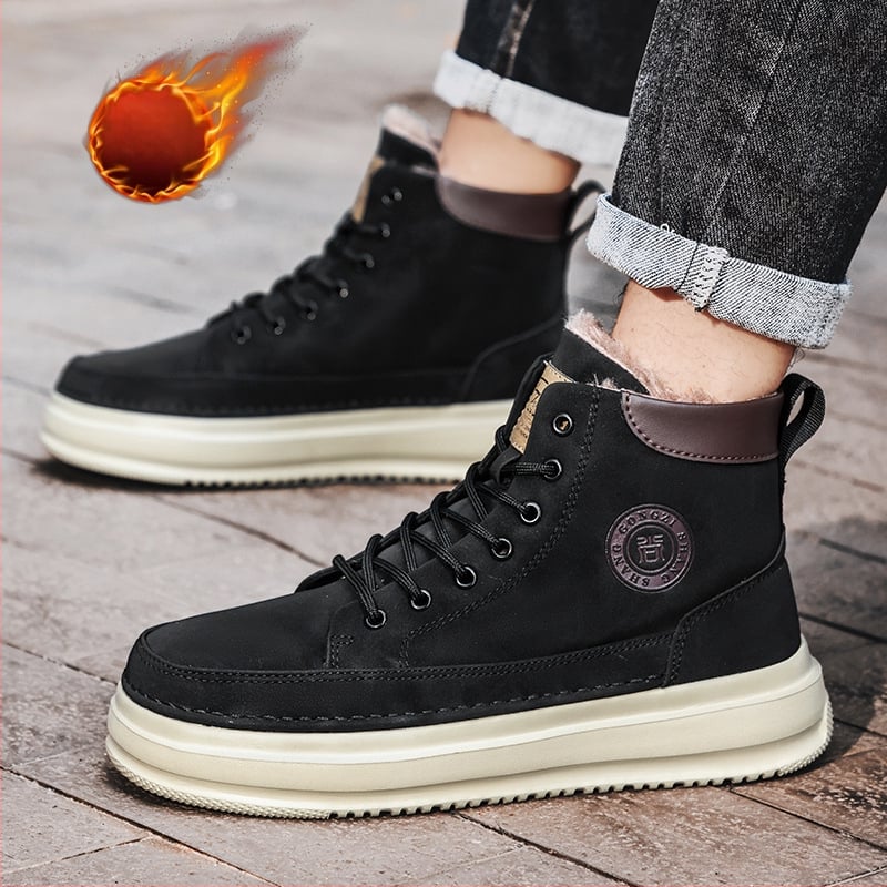 Férfi téli magas szárú sneakers, vastag talppal, belül plüss, meleg kültéri használatra