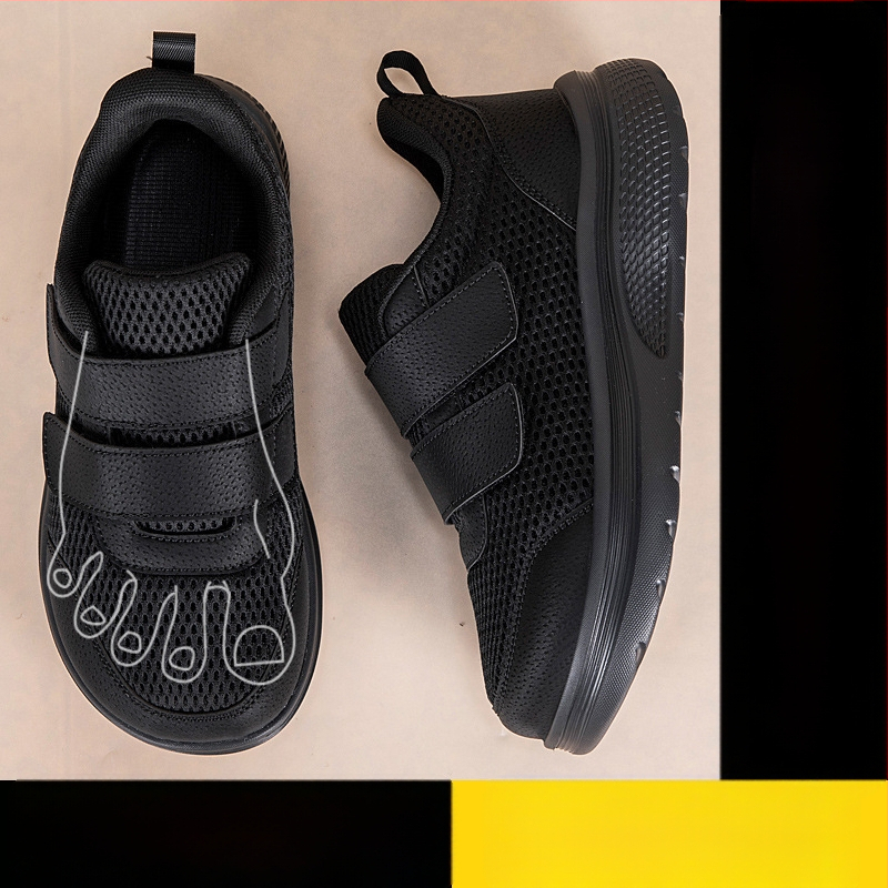 Pantofi sport din plasă, unisex, pentru persoane în vârstă, cu bot lat, talpă moale, închidere Velcro