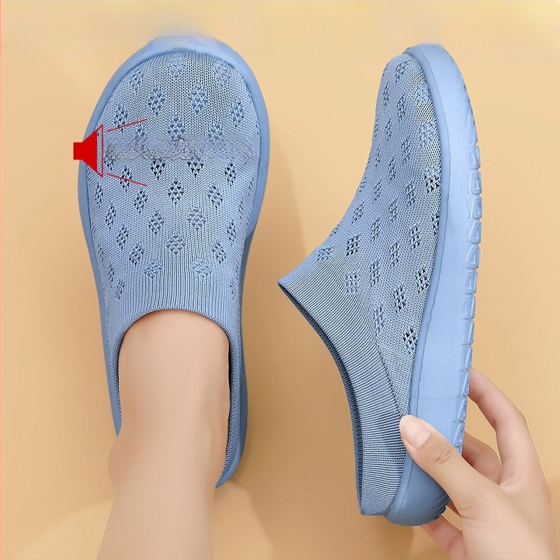 Flyknit rugalmas széles orrú slip-on cipő férfiak és nők számára, nyári légáteresztő hálós felsőrésszel, kényelmes mindennapi viselet, széles méret