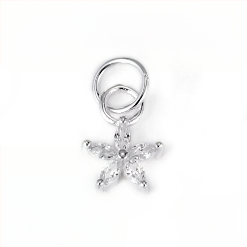 Pandantiv din argint 925, cu o stea mică și o lună mică, zirconiu, pentru brățară DIY și colier