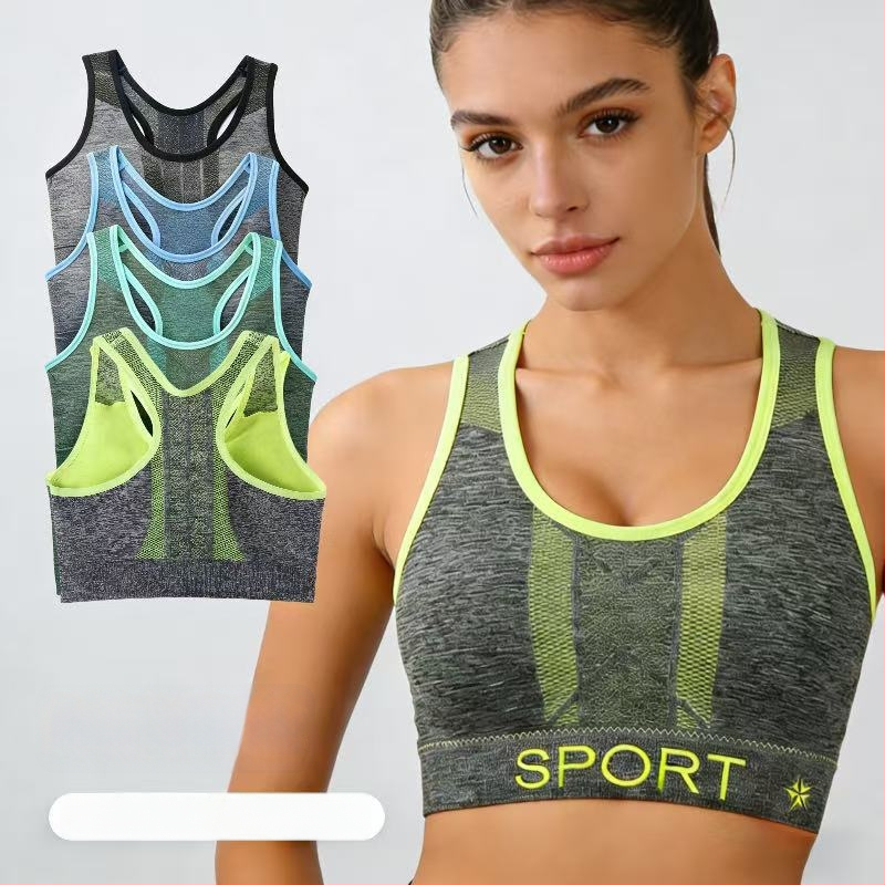 Női vezeték nélküli sportmelltartó racerback, jóga felső, lélegző nylon