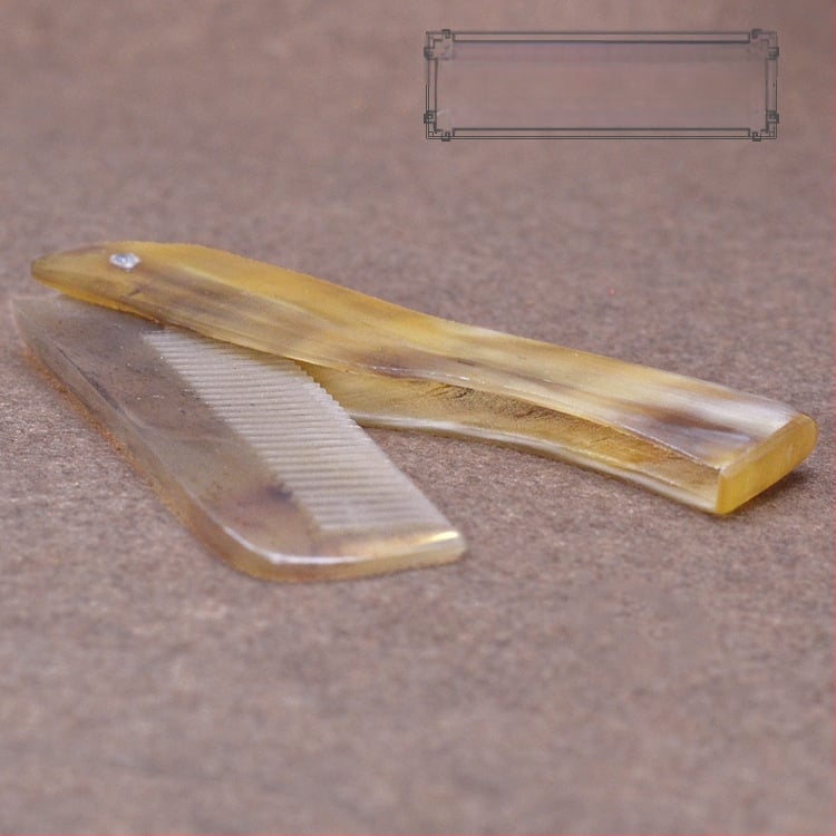 Sklopivi češalj od roga vola, putni, mali masažni i za šminkanje, duljina 15–20 cm