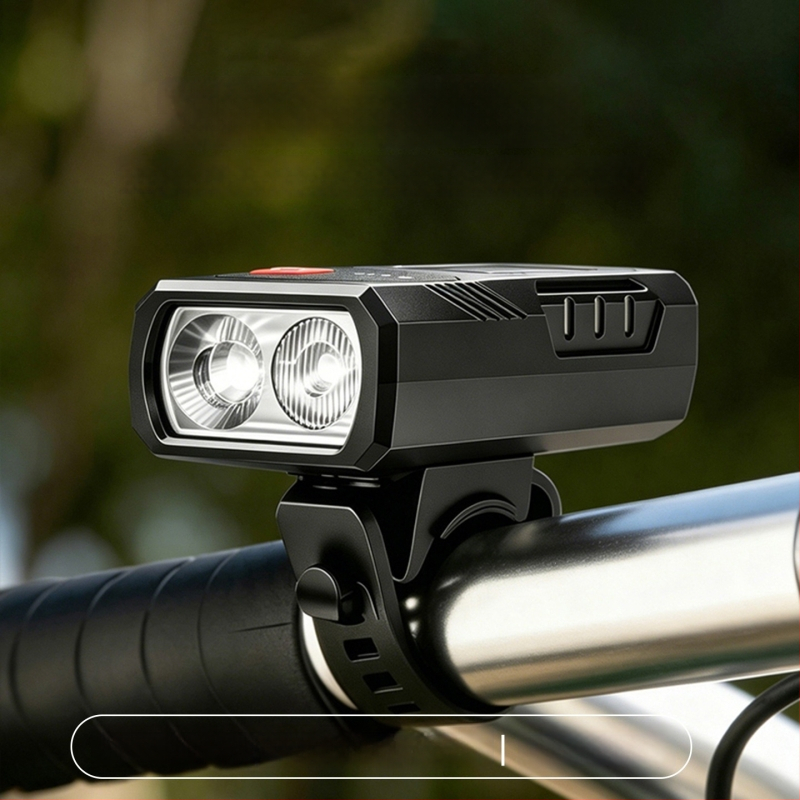 USB-C újratölthető első kerékpár lámpa – éjszakai bringázáshoz, kültéri kerékpározáshoz, MTB-hez, akkumulátor-üzemidő jelzővel