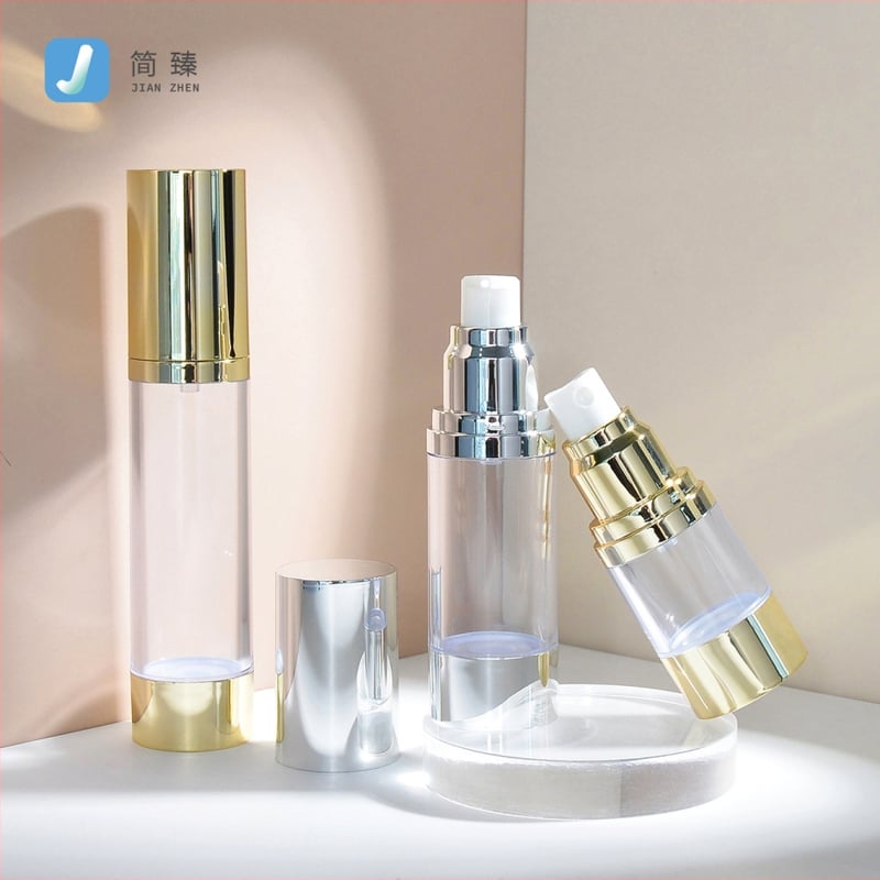15–50 ml вакуумно шише за лосион с дозатор, прозрачно цилиндрично електроплатирано шише, фин спрей за тоник и есенция