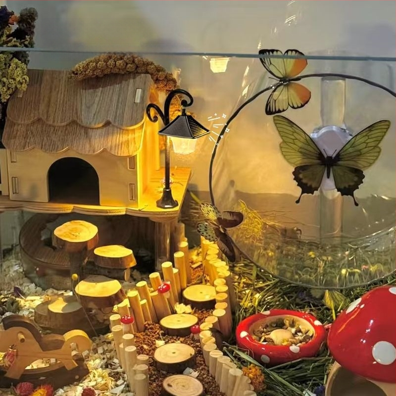 Lampă mică creativă de noapte pentru cușca de hamster — lampă ambientală pentru peisaj miniatural și decor pentru casă de păpuși