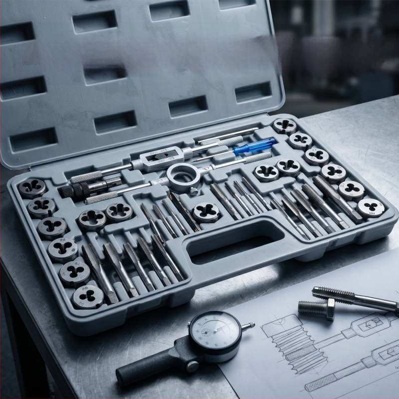 Set de 40 piese Tap and Die, unelte manuale pentru filetare metrică, set de reparare a filetelor din oțel carbon
