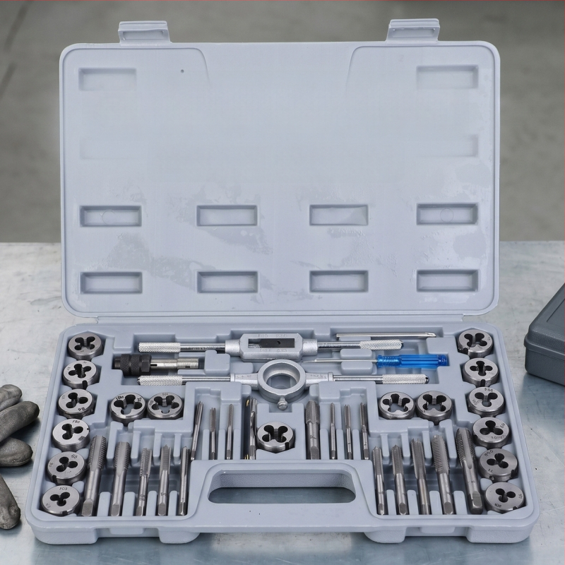 Set de 40 piese Tap and Die, unelte manuale pentru filetare metrică, set de reparare a filetelor din oțel carbon