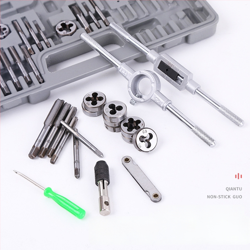 Set de 40 piese Tap and Die, unelte manuale pentru filetare metrică, set de reparare a filetelor din oțel carbon