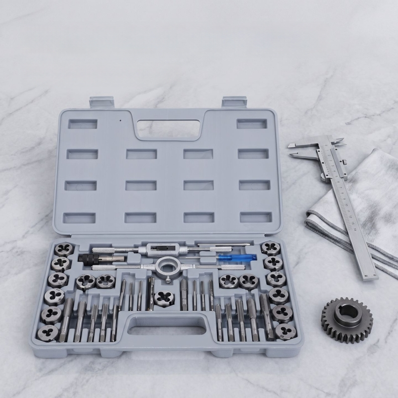 Set de 40 piese Tap and Die, unelte manuale pentru filetare metrică, set de reparare a filetelor din oțel carbon