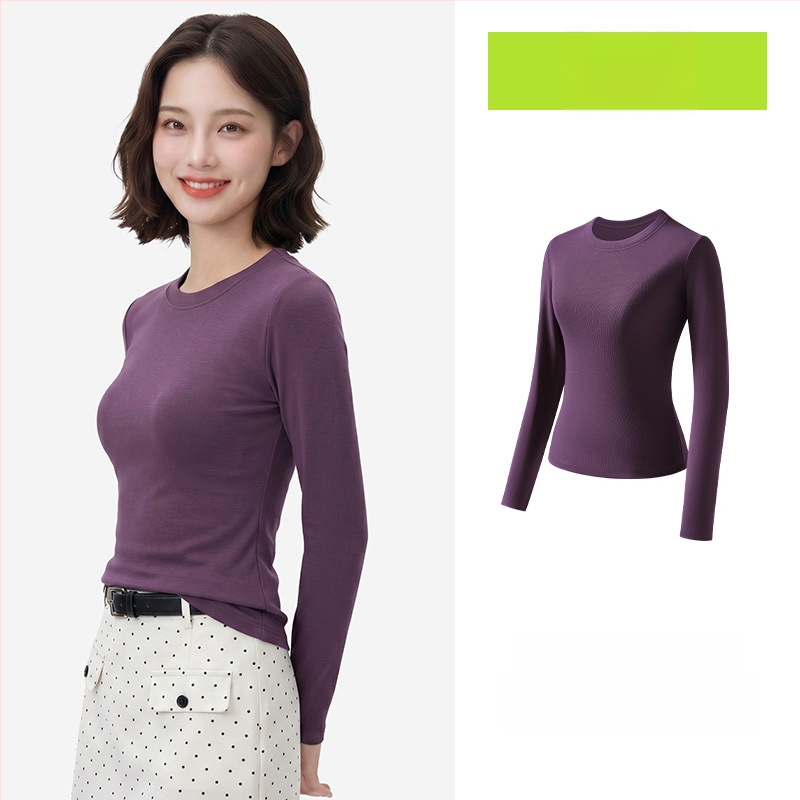 Γυναικεία μακρυμάνικη T‑shirt με ιαπωνικό casual στυλ, μονόχρωμη, στρογγυλός λαιμός, εφαρμοστή γραμμή, slim fit, φθινοπωρινό κλασικό
