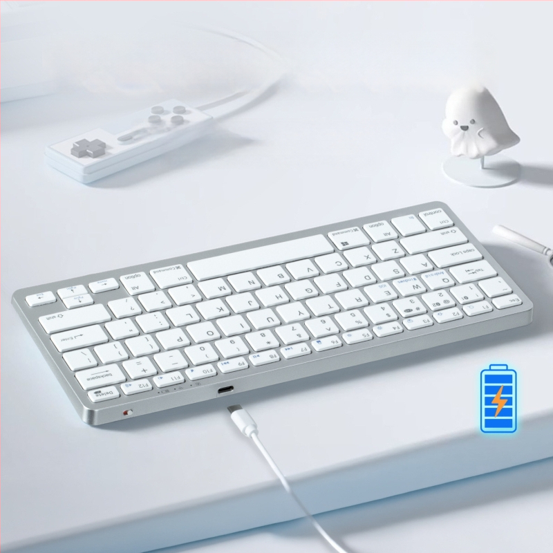 2.4G újratölthető mini vezeték nélküli billentyűzet és egér készlet, 78 gomb, három rendszer, hordozható, csendes iroda, Bluetooth billentyűzet kettős üzemmóddal