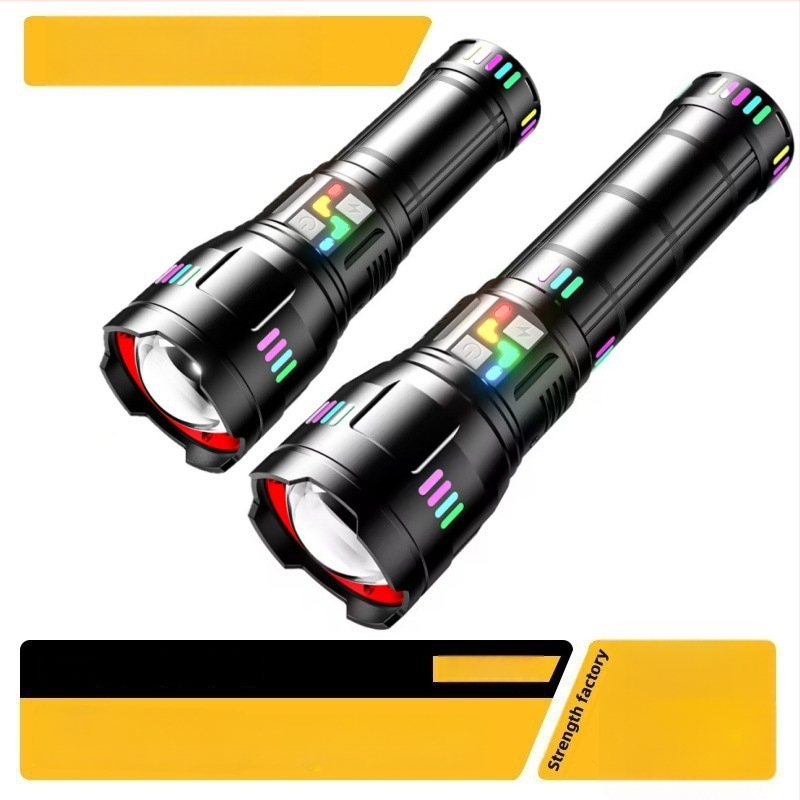 50W alumíniumötvözetes lámpa fehér lézerrel, zoom, 500 m hatótáv, USB töltés, 4800mAh akkumulátor, power bank funkció, 360° forgó fej