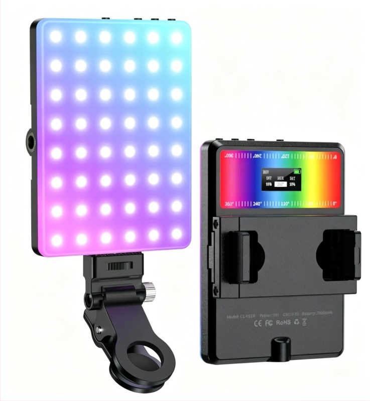 40W-os nagy teljesítményű RGB világítás élő közvetítéshez, hordozható zsebméretű LED a kamera, fotó és telefon számára