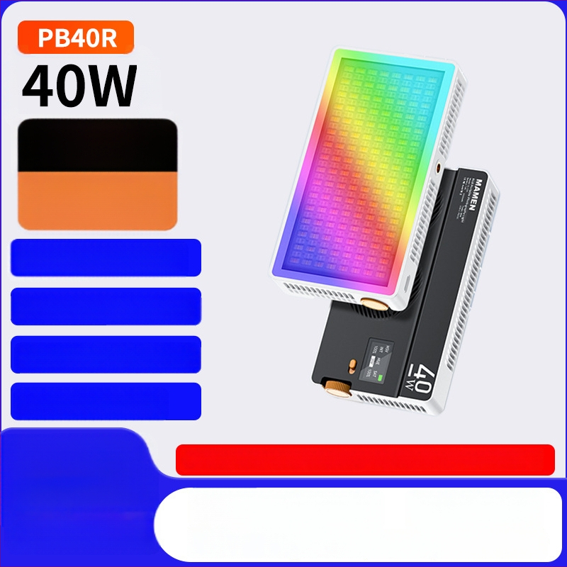 40W-os nagy teljesítményű RGB világítás élő közvetítéshez, hordozható zsebméretű LED a kamera, fotó és telefon számára