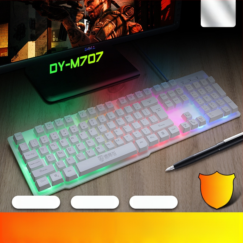 Deyilong DY-M707 RGB háttérvilágítású gamer billentyűzet, kábeles, 104 gomb, acéllemez