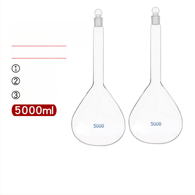 Fehér térfogatüveg 5000 ml, egyetlen jelölő vonallal