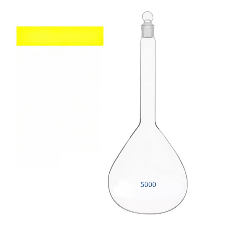 Fehér térfogatüveg 5000 ml, egyetlen jelölő vonallal