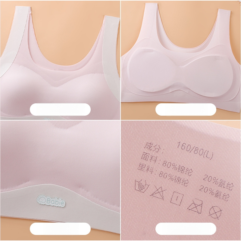 Varratlan sportmelltartó tinédzsereknek, 3/4 kosár, vékony formázott kosár, nylon-spandex anyag, légáteresztő és kényelmes, pamut bélés