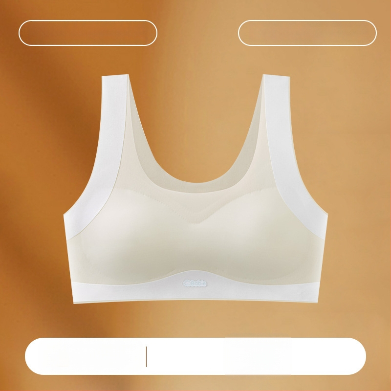 Varratlan sportmelltartó tinédzsereknek, 3/4 kosár, vékony formázott kosár, nylon-spandex anyag, légáteresztő és kényelmes, pamut bélés