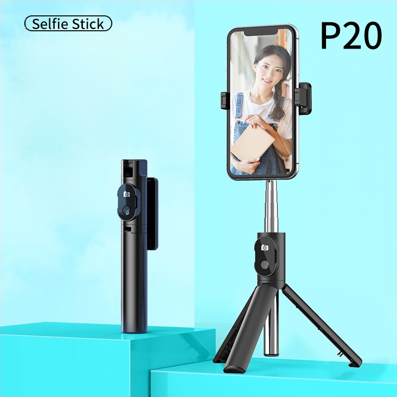 P20 Bluetooth Selfie Stick integrált telefon-tartóval, asztali háromlábú állvány élő közvetítéshez és rövid videók készítéséhez