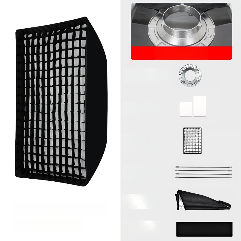 60x90 cm-es négyzet alakú softbox Bowens-montázzal élő közvetítéshez, rácsos fénydiffúzor stúdiófotózáshoz