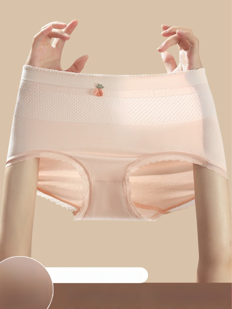 Női seamless középmagasságú alsó, virágos mintával, Cream Strawberry színű