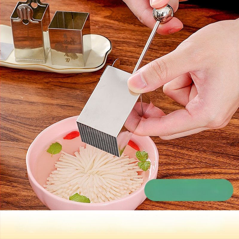 Krizantéma mintás tofu kés virágok vágásához és tofu reszeléséhez, 304 rozsdamentes acélból, konyhai eszköz