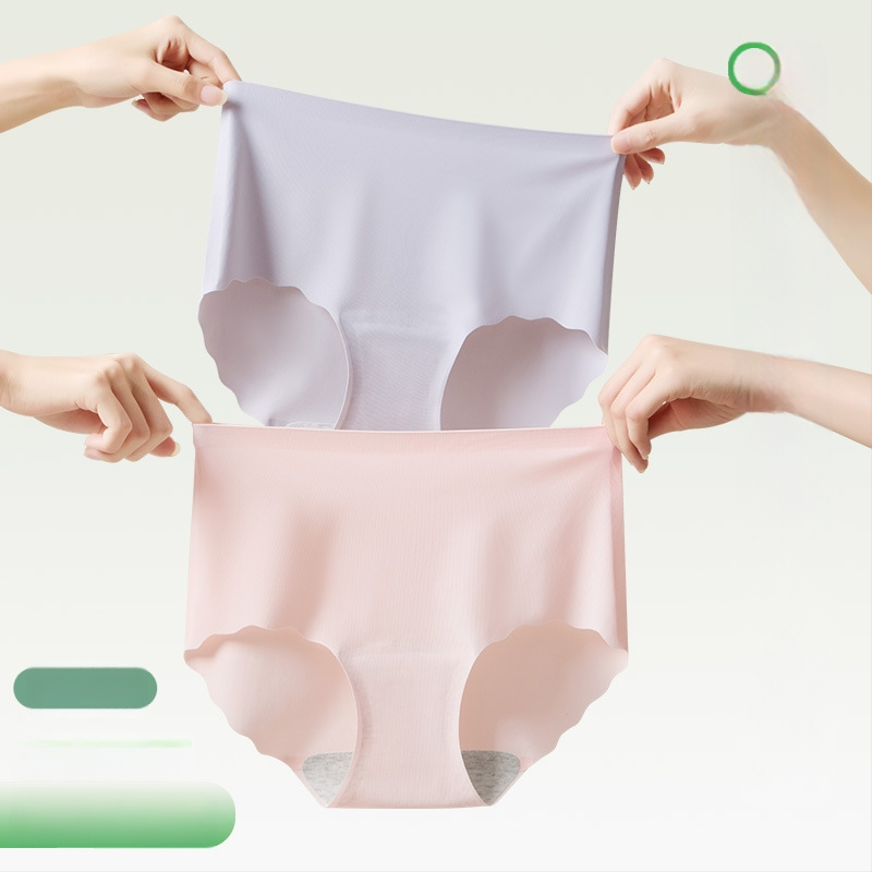 Sima női alsónemű Ice Silk anyagból, magas derekú, antibakteriális terület, plusz méret, nyárra könnyű