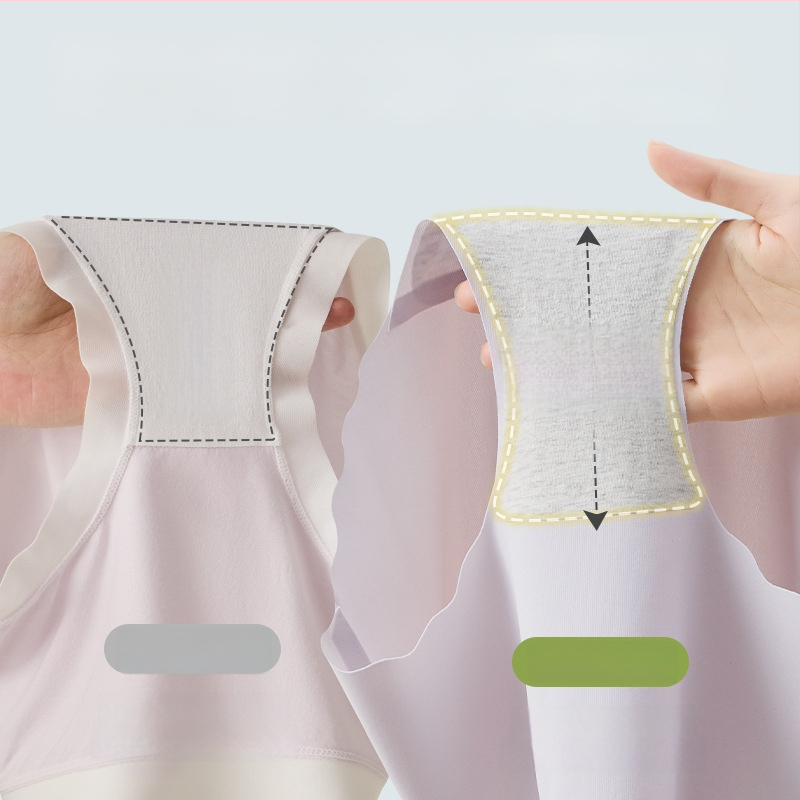Sima női alsónemű Ice Silk anyagból, magas derekú, antibakteriális terület, plusz méret, nyárra könnyű