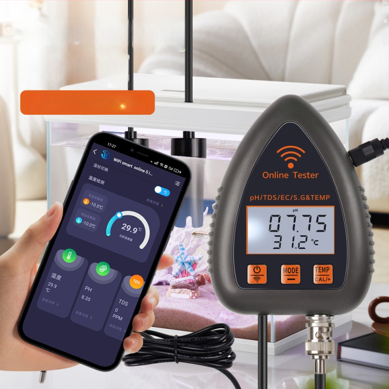 5-az-1-ben WiFi és Bluetooth vízminőség-monitor pH, TDS, EC, SG és hőmérséklet