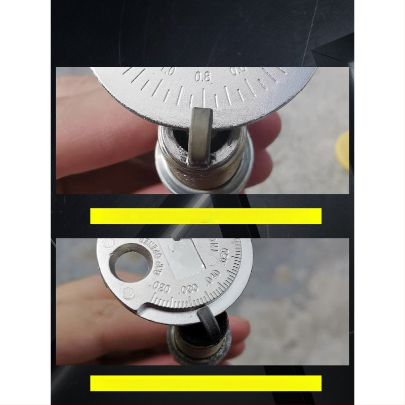 Autókhoz és motorkerékpárokhoz készült gyújtógyertya hézag beállító eszköz, érme alakú mérő 0,6–2,4 mm