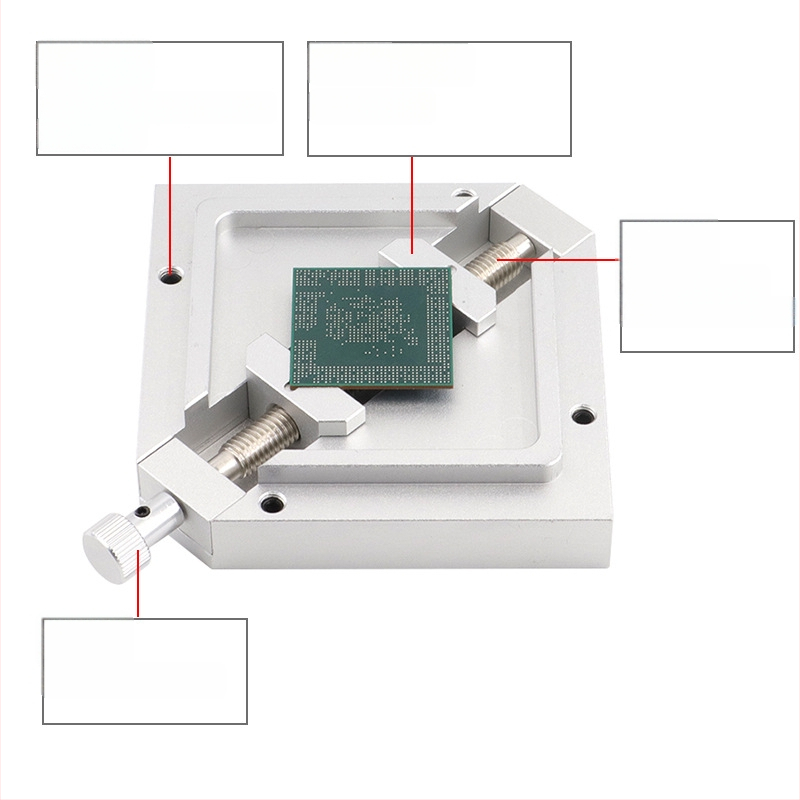 HT90 BGA diagonális ültetőasztal — teljesen alumínium, ezüst színű, univerzális jig a chip javításához