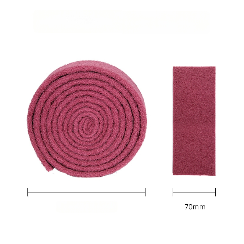 Emery dörzsítő szivacs tekercs, 70 mm széles, piros, rozsdamentes acél edények tisztításához