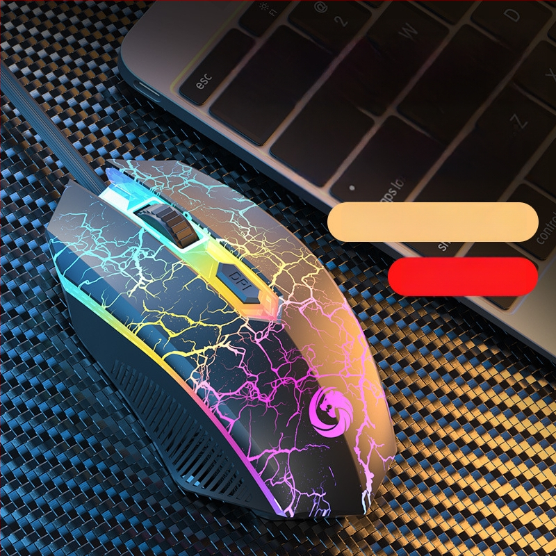 Vezetékes játék egér mechanikus érzetű, USB, 4 gomb, DPI 1600, 1,5 m kábel, méretek 120×67×38 mm, 68 g