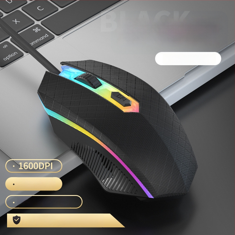 Vezetékes játék egér mechanikus érzetű, USB, 4 gomb, DPI 1600, 1,5 m kábel, méretek 120×67×38 mm, 68 g