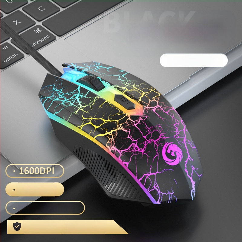 Vezetékes játék egér mechanikus érzetű, USB, 4 gomb, DPI 1600, 1,5 m kábel, méretek 120×67×38 mm, 68 g