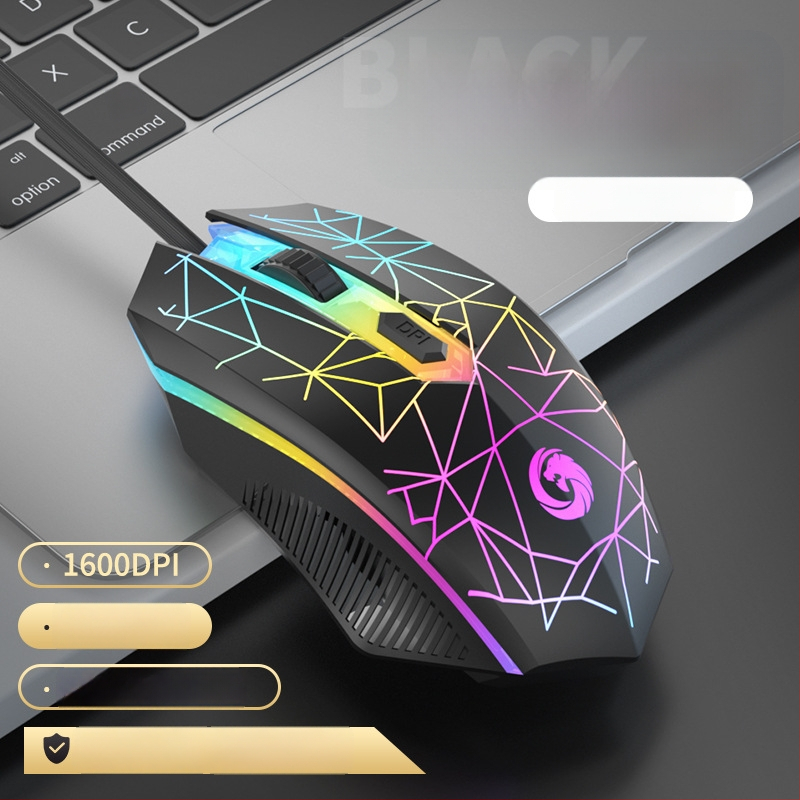 Vezetékes játék egér mechanikus érzetű, USB, 4 gomb, DPI 1600, 1,5 m kábel, méretek 120×67×38 mm, 68 g
