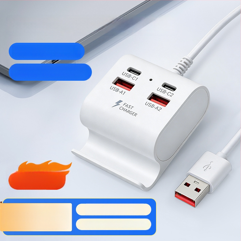 USB 3.1 4-poros töltő hub telefon-tartóval