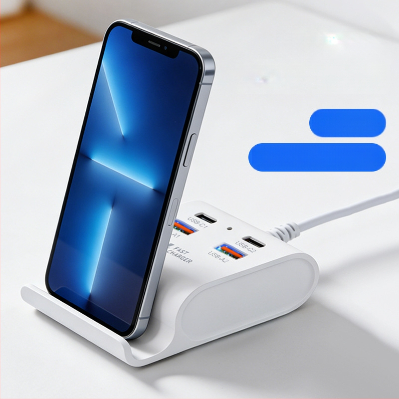 USB 3.1 4-poros töltő hub telefon-tartóval